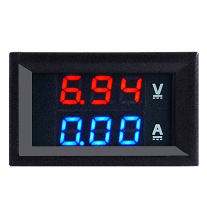 💖Best Buyle DC 0-100V 10A Digital Voltmeter Ammeter Dual Display Voltage Detector Current Meter Panel Amp Volt Gauge 0.28quot; Red Blue LED