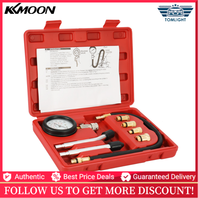 8PCS Gasoline Engine Compression Tester Cylinder Compression Gas Engine Set Automotive Tool Gauge for Car & Truck