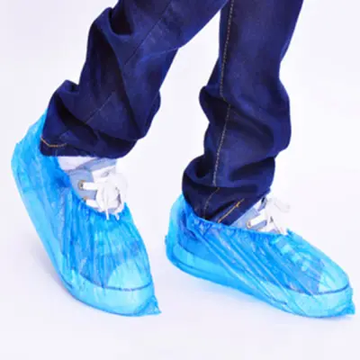 100 Disposable Plastic Blue Anti Slip Shoe Cover Cleaning Overshoes Protective