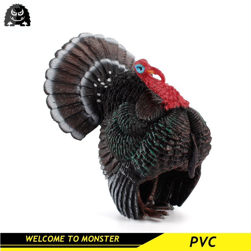 Farm Poultry Animal Model Turkey Rooster Solid Static Ornaments Children's Early Education Bird Model PVC Miniature Collection Toys Educational Kids Toy Toys for Boys Toys for Girls