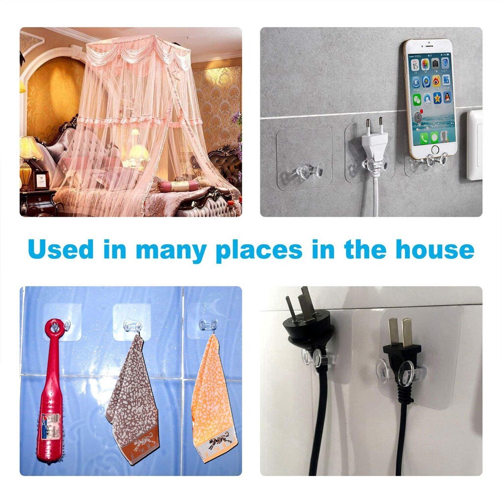 10 Cái Móc Cắm Chắc Chắn Trong Suốt Móc Dán Nhựa Trong Suốt Đa Năng Dính, Ues Cho Nhà Bếp Phòng Tắm Văn Phòng