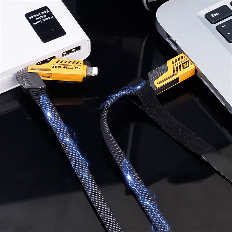 Cáp sạc điện thoại di động 4 trong 1 cáp USB sạc siêu nhanh Cáp dữ liệu pd27w sạc kép Type-C cho điện thoại Huawei MP4