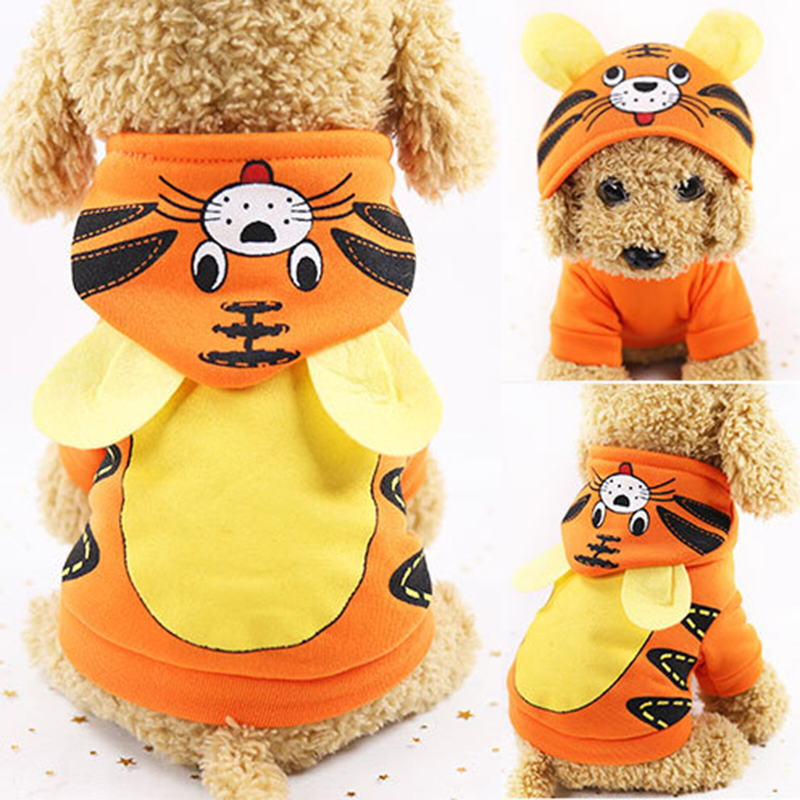 1pc Soft Pet Hooded Coat Jacket Jumpsuit Clothes Cartoon Tiger Duck Owl for Dogs Cats