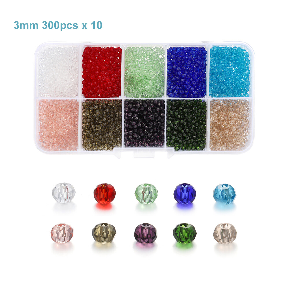 St.Kunkka 3mm*3000pcs /Box Stained Glass Beads Crystal Bead Set For DIY Bracelet Necklace Fashion Accessories Jewelry 3Mm X 3000 Pcs. Box