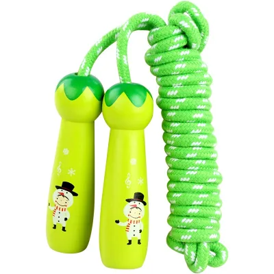 LUSONA Jump Rope for Kids Adjustable Cotton Skipping Rope with Wooden Handle Fitness Exercise Outdoor Activity Toys