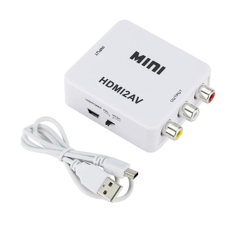 BOKEWU HDMI to AV Scaler Adapter 1080P HD Video Composite Converter Box HD to RCA AV/CVBS L/R Video Support NTSC PAL