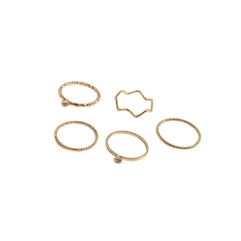 5pcs/set band ring wave stack midi ring lady jewelry charm cincin perumpuan