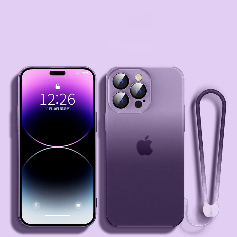 [With Lens Film+Lanyard]KISSCASE for IPhone 14 Pro/iPhone14 Pro Max /14 Plus IPhone 13/13 Pro/13 Pro Max IPhone 12 Pro IPhone 11 Gradient Skin Sensation Frosting Hard Phone Case