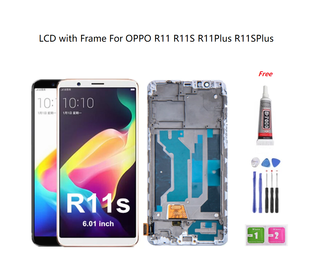 Lcd with frame for oppo r11 plus r11p r11sp plus  lcd display with touch screen glass panel assembly