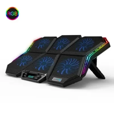 Gaming RGB Laptop Cooler 12-17 Inch Led Screen Laptop Cooling Pad Notebook Cooler Stand With Six Fan And 2 USB Ports
