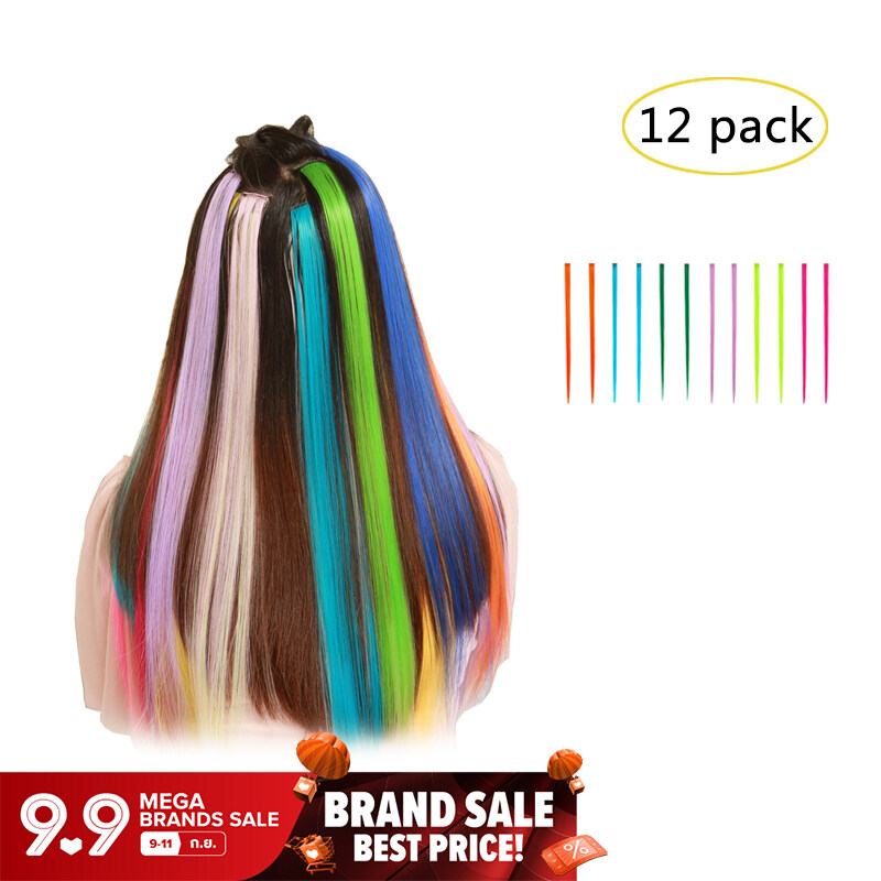 Ready Stock】AD Hot 12pcs Wigs Strip Hair Extensions 22 Straight Fashion Hairpieces with PP Clip for Party Highlights (pack of 6 colors) | Lazada Ready Stock】AD Hot 12pcs Wigs Strip Hair Extensions 22 Straight Fashion Hairpieces with PP Clip for Party Highlights (pack of 6 colors) | Lazada