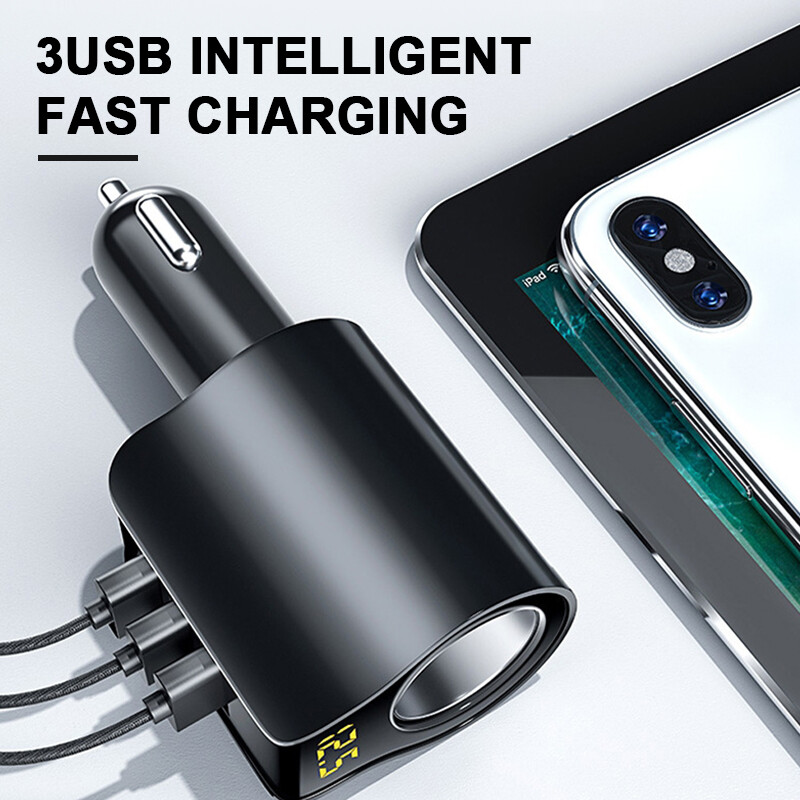 3 USB Port Car Charger Lighter Conversion Plug QC3.0 Quick Charging