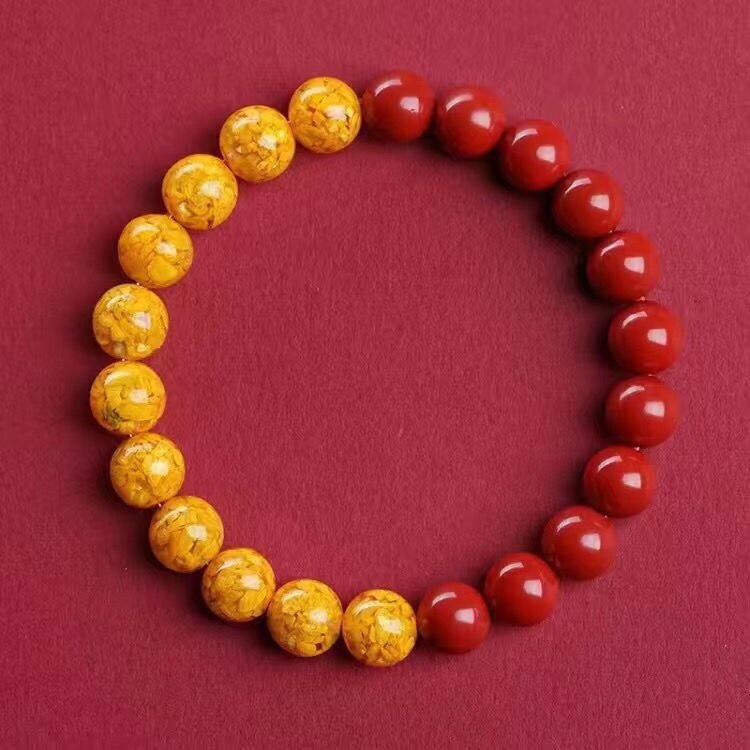Natural Cinnabar Realgar Mosquito Repellent Yin-Yang Bracelets for Prosperity and Night Road Safe Men and Women Bracelet Transfer Beads