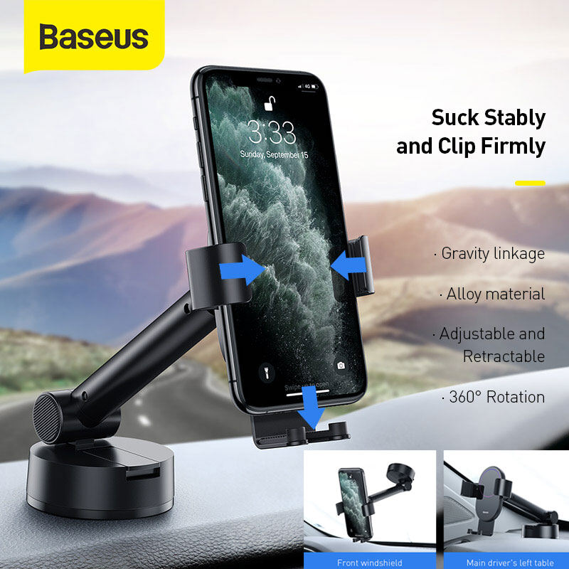Baseus Trọng Lực Rơi Di Động Giá Để Điện Thoại Xe Núm Hút Cao Su Linh Hoạt Chân Đế IPhone 11 Pro Huawei Samsung Xiaomi Vivo Khuôn Đỡ Điện Thoại Thông Minh