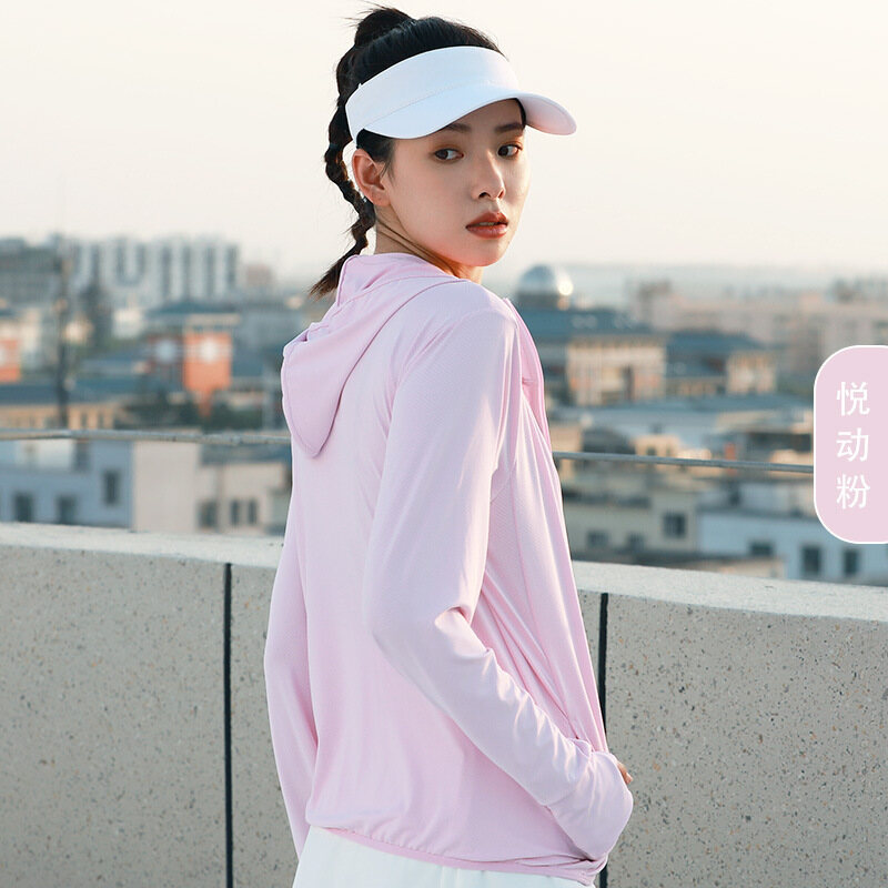 Kaisike ☀️Sunscreen jacket, thin hooded sunscreen clothing, women's outdoor long-sleeved jacquard breathable quick-drying sunscreen clothing