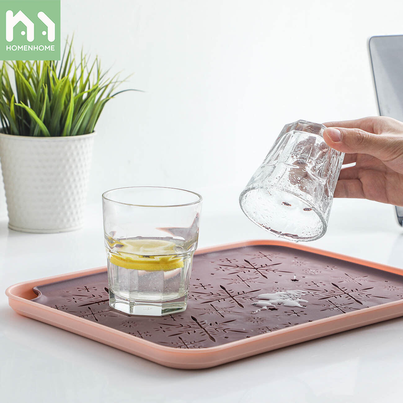 Homenhome Double Layer Rectangular Cups Plate Detachable Simple Teacup Plastic Tray Creative Dumpling Tray