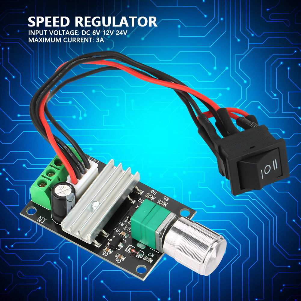 Bộ Điều Khiển Đảo Chiều Điều Khiển Tốc Độ Động Cơ PWM DC 6V 12V 24V 3A Có Công Tắc