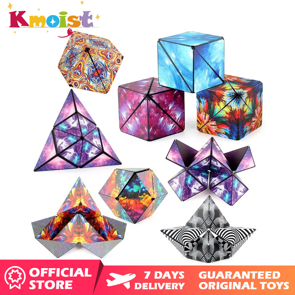 Kmoist 3D Rubik's Cube Three-Dimensional Variety Geometric Intelligence Magnetic Magic Cube Children's Early Educational Puzzle Toys Stress Reliever Fidget Toy