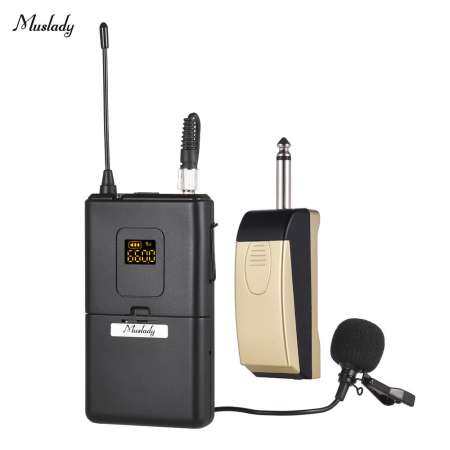 Muslady UHF Wireless Microphone Mic System with Receiver Clip-on Lapel Lavalier Microphone for Business Meeting Public Speech Classroom Teaching