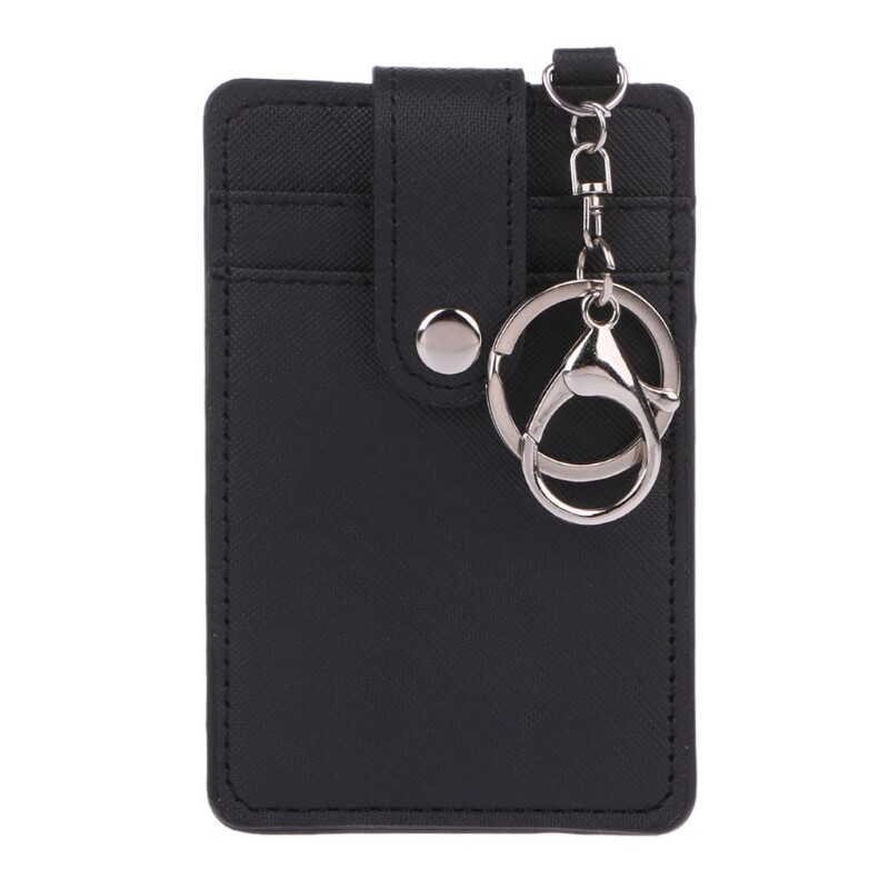 Portable ID Card Holder Bus Cards Cover Case Office Work Keychain Keyring Tool