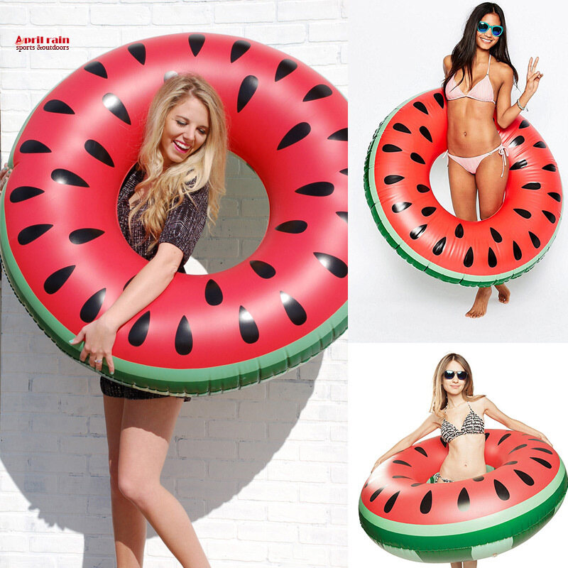 Inflatable Swimming Ring Watermelon Pool Float Swim Tube for Adult Children April rain