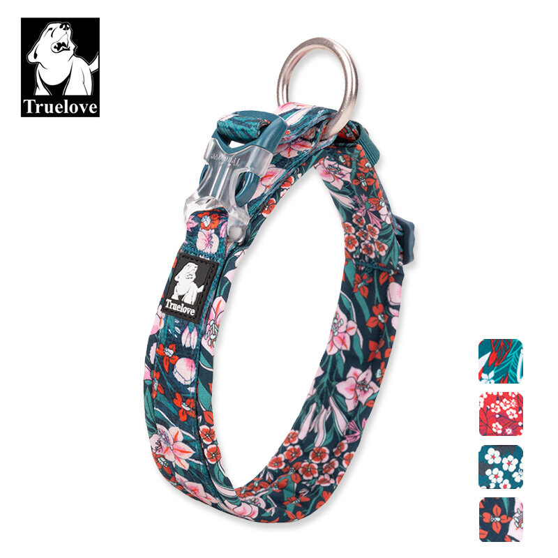 TRUELOVE Floral Cotton Dog Collar Adjustable Pet Collars Soft Padded Pet Puppy Necklace for Small Medium Large Breeds Basic Collar