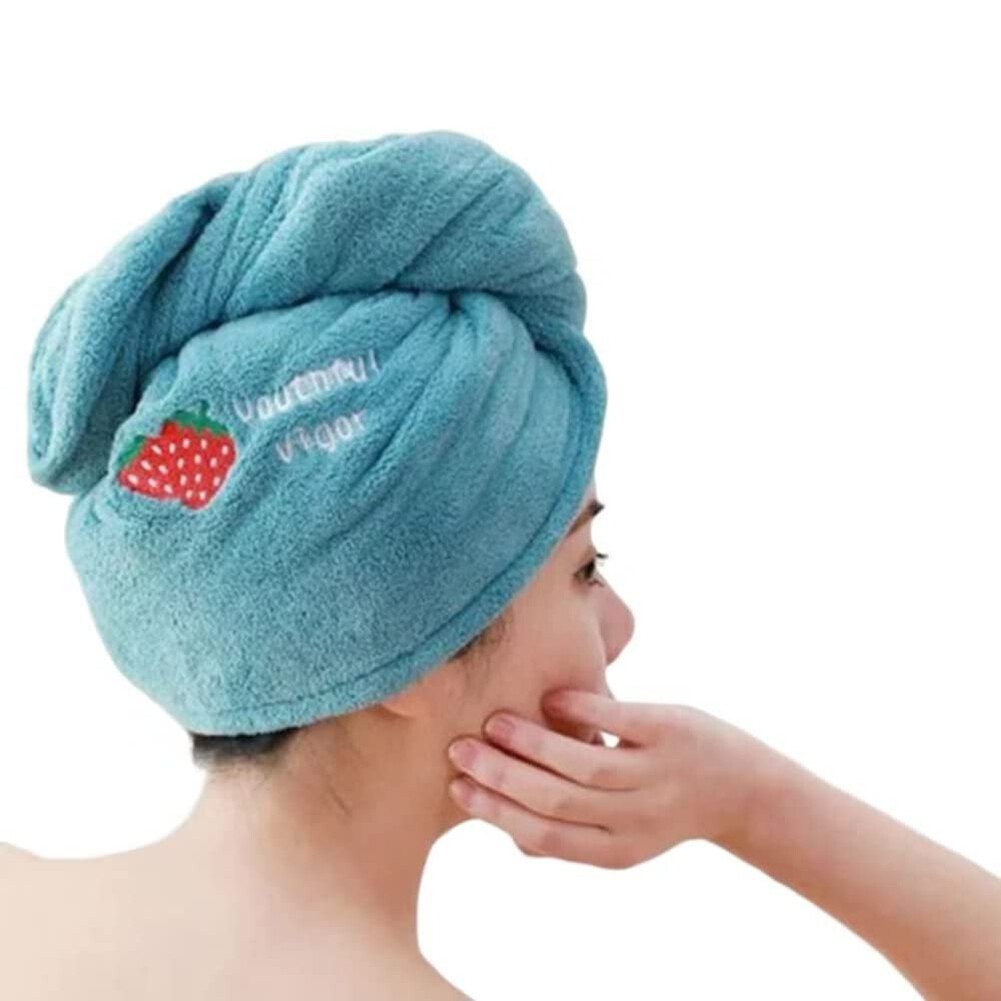 BEAUTYBIGBANG Dry Hair Cap Super Absorbent Shower Cap Wash Hair Quick-drying Embroidery Towel Wrap Headscarf Female Thickened Adult Long Hair Wipe Head