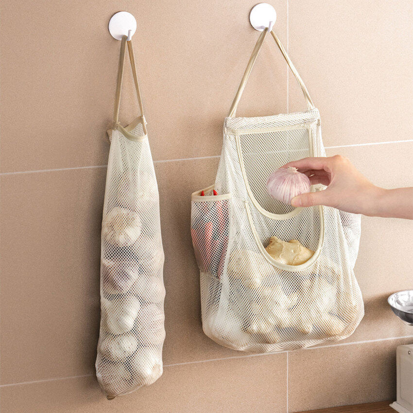 Multi-Functional Wall Hanging Fruit And Vegetable Hanging Bag Portable Ginger And Garlic Hollow Net Bag Breathable Storage Bag