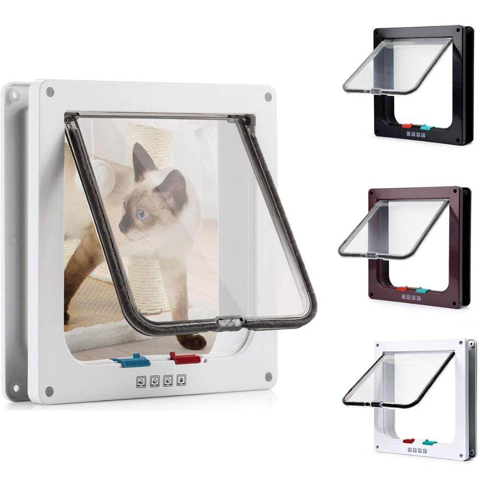 DFSID Simple Design Smart With Security Lock ABS Material 4 Ways In and Out Freely Cat Door Flap Door Pet Supplies Dog Gates