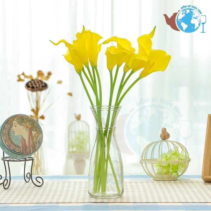 Bình bông lọ hoa thủy tinh eo lớn