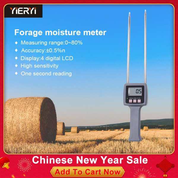 yieryi professional Moisture tester Meter LCD digital TK100 wood fibre,chemical raw material, Hay,Straw, Bran fibre materials Measuring Range 0-80%