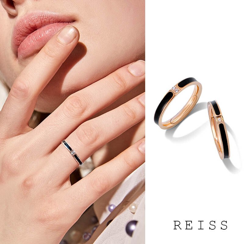 RAISS Titanium Stainless Steel Ring Rhinestone Accents For Men / Women