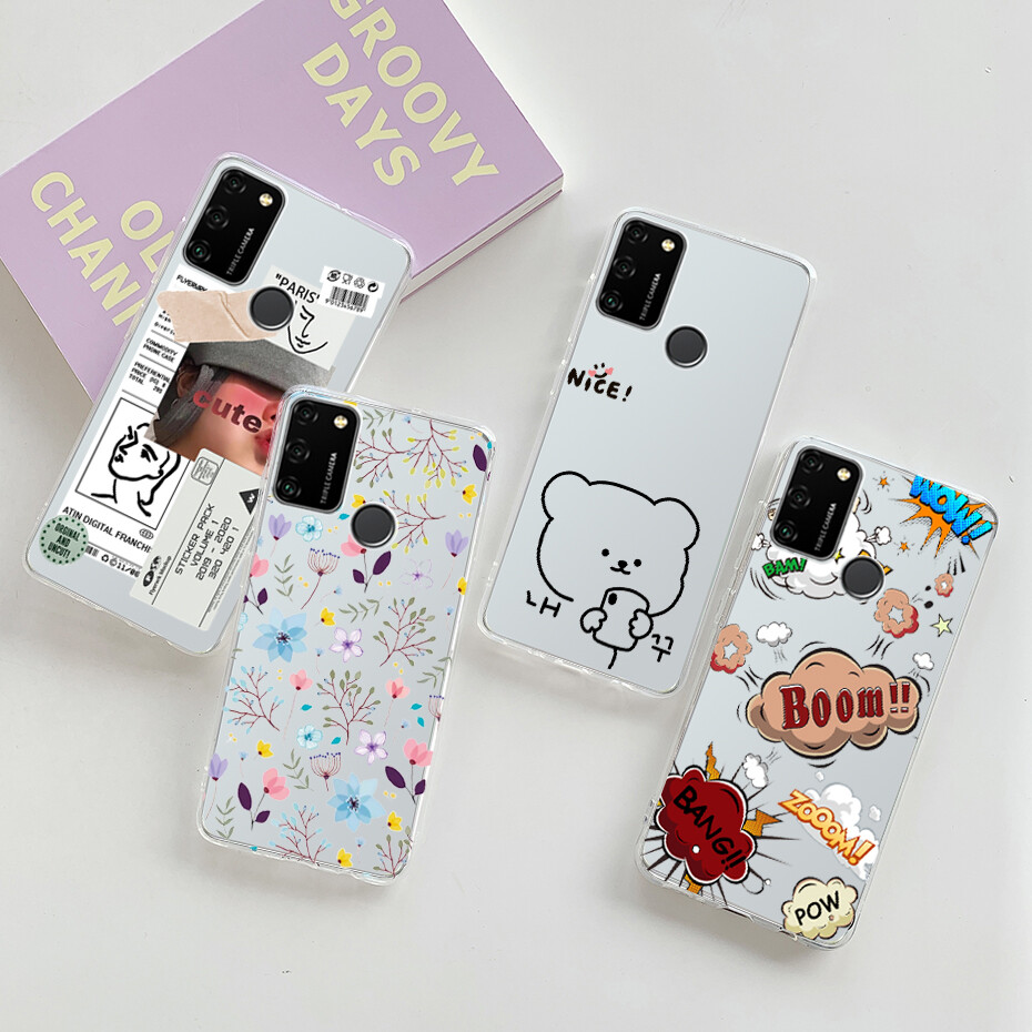 Cute painted case for huawei honor 9a phone case soft silicone tpu back cover for huawei honor9a moa-lx9n
