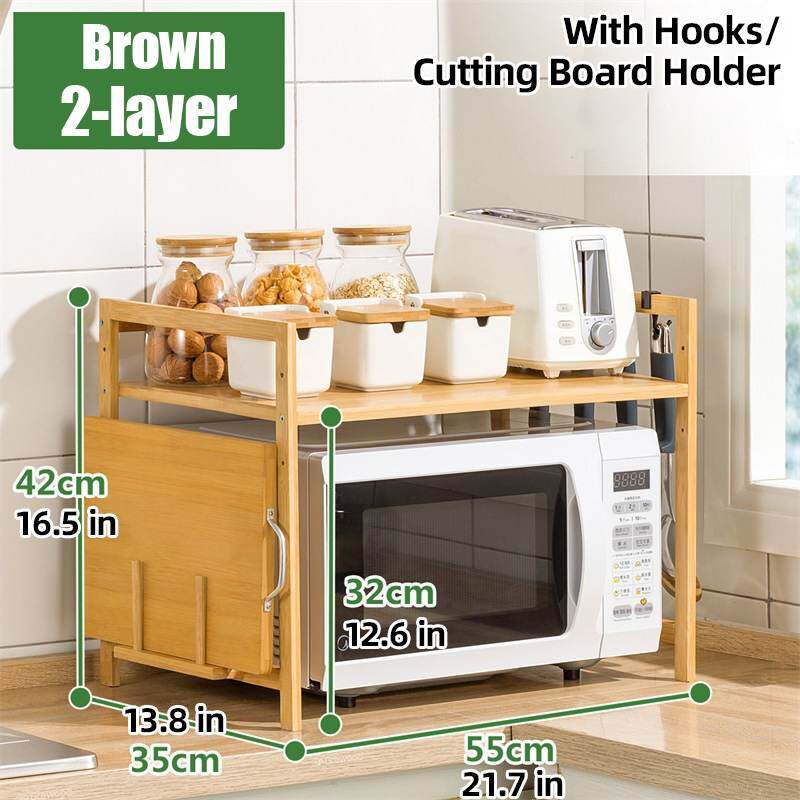Kệ Lò Vi Sóng Bằng Tre 2/3 Tầng Giá Đỡ Có Thể Điều Chỉnh Độ Cao, Kệ Bếp Đựng Gia Vị, Giá Để Đồ Nhà Bếp Đồ Dùng Nhà Bếp Chủ