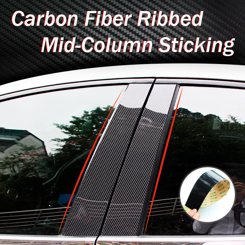 8Pcs/Set Carbon Fiber Style Glossy Car Door Window Column B C Pillar Posts Trim Cover PC Sticker Fit For Toyota Vios 2014 2015 2016 2017 2018 2019 2020 2021 Not For Vios FS Hatchback