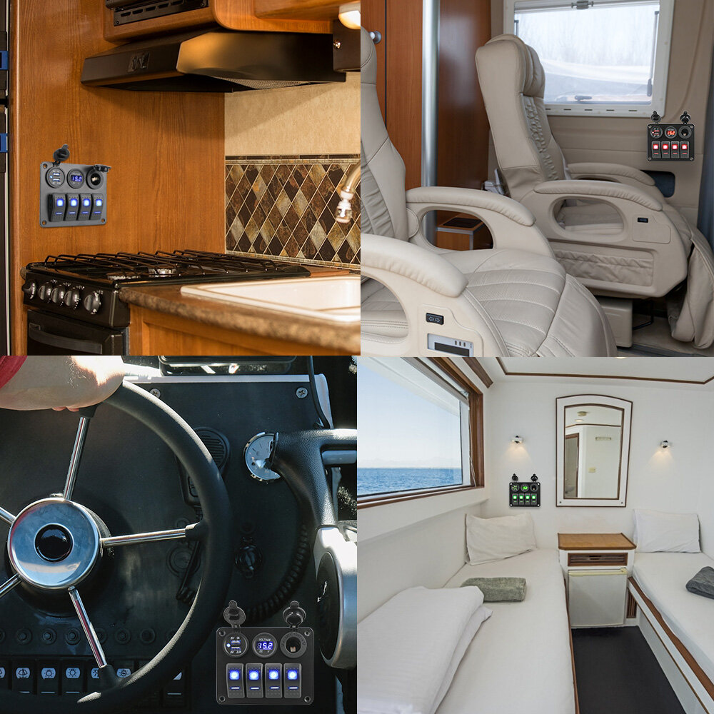 เบรกเกอร์ DC 12V/24V ภายในอุปกรณ์เสริม Dual USB พอร์ตเครื่องวัดแรงดัน ...