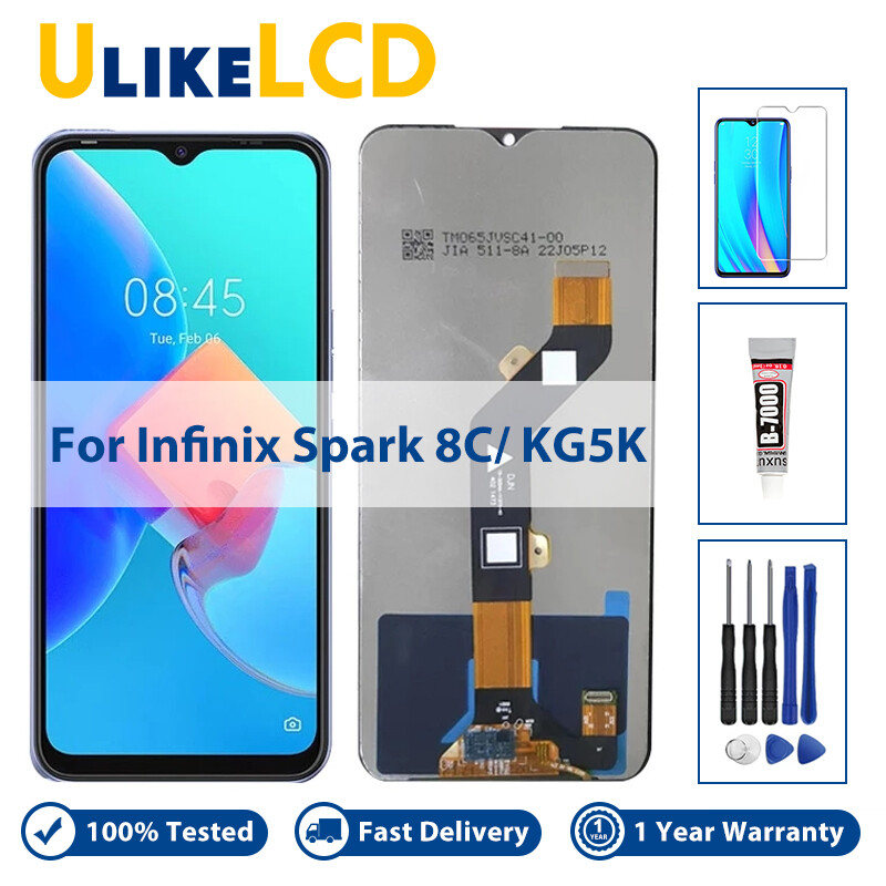 6.6" inch for tecno spark 8c kg5k kg5n kg5j lcd display touch screen digitizer complete assembly replacement