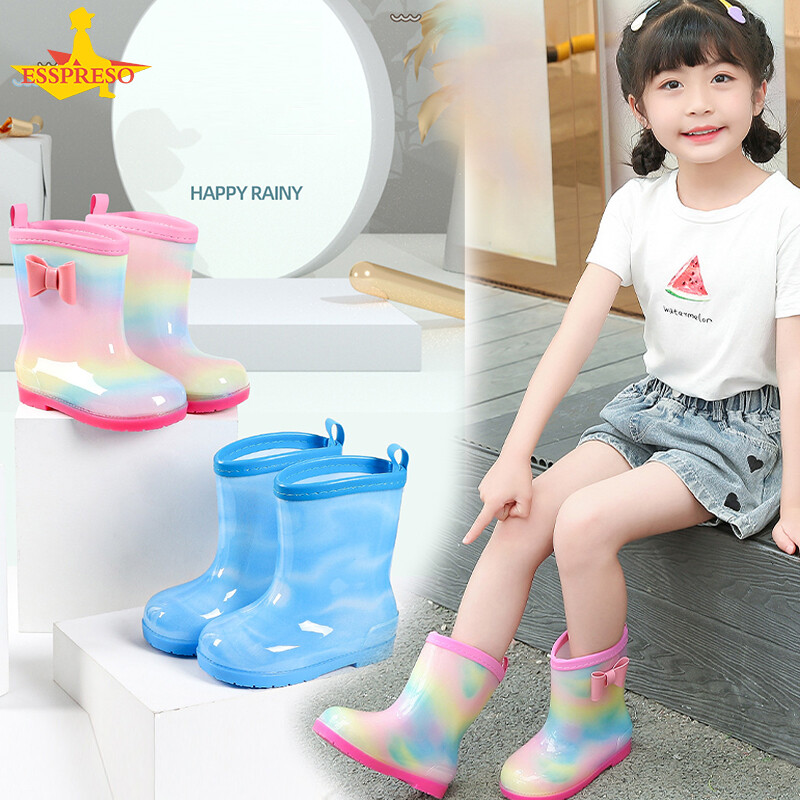 Esspreso children's rain boots Soft Sole Comfort Water Shoes for Boys and Girls kids cute non-slip rain boots