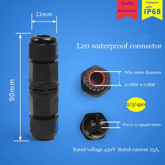 ELEGANT IP68 waterproof connector assembly type wire and cable quick connector 2/3/4/PIN outdoor LED lighting sealed connector