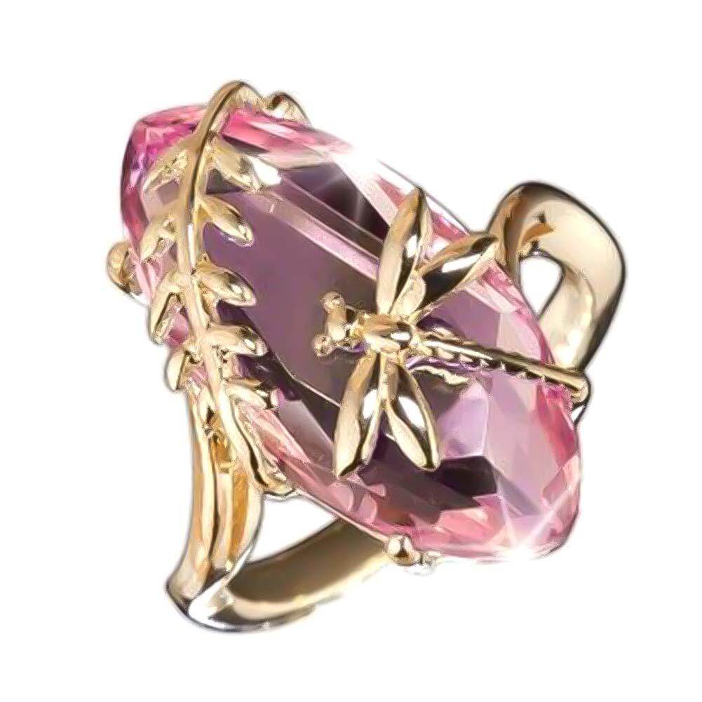 Gravitational wave Chic Women Dragonfly Leaf Oval Faux Gem Twist Finger Ring Wedding Jewelry Gift