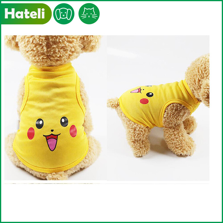 【HATELI】Pickachu Small Dog Clothes Summer Spring Cartoon Puppy Cat Shirt Cute Yorkshire Terrier T-shirt Pet Vest