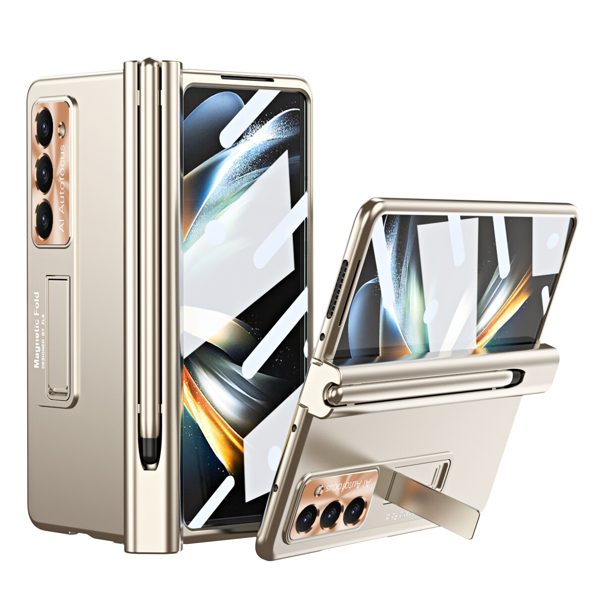 With capacitive pen z fold5 fold4 fold3 full body protection case for samsung galaxy z fold 3 4 5g s pen slot + front screen glass cover