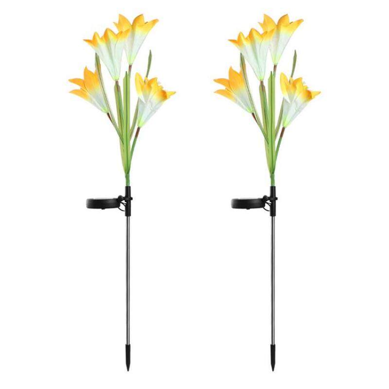 Per 2 Cái Vườn Năng Lượng Mặt Trời Đèn Trụ Hoa Lily LED Đèn Năng Lượng Mặt Trời Đèn Năng Lượng Mặt Trời Nhiều Màu Cho Sân Vườn Ngoài Trời Trang Trí Hiên Sân Sau