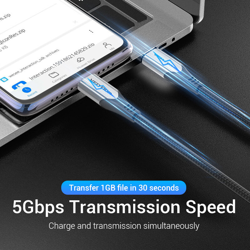 Vention cáp sạc Type C PD 60W USB C to USB C 3.1 Cable QC4.0 3.0 cáp sạc nhanh Type C for Samsung S9 Plus USB C cord Huawei P30 android charging cable
