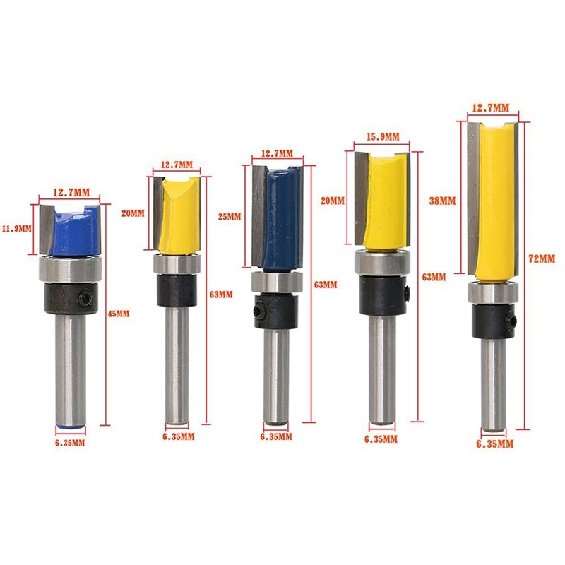 [COD][จัดส่งฟรี]Straight Flush Trim Router Bit Set With 1/4Inch Shank