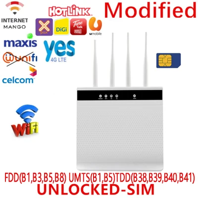Modified unlocked 3/4G LTE CPE Wifi Router FDD TDD 300Mbps Broadband Unlock Mobile Hotspot Wireless Dongle Mifi Gateway 300Mbps LAN Port