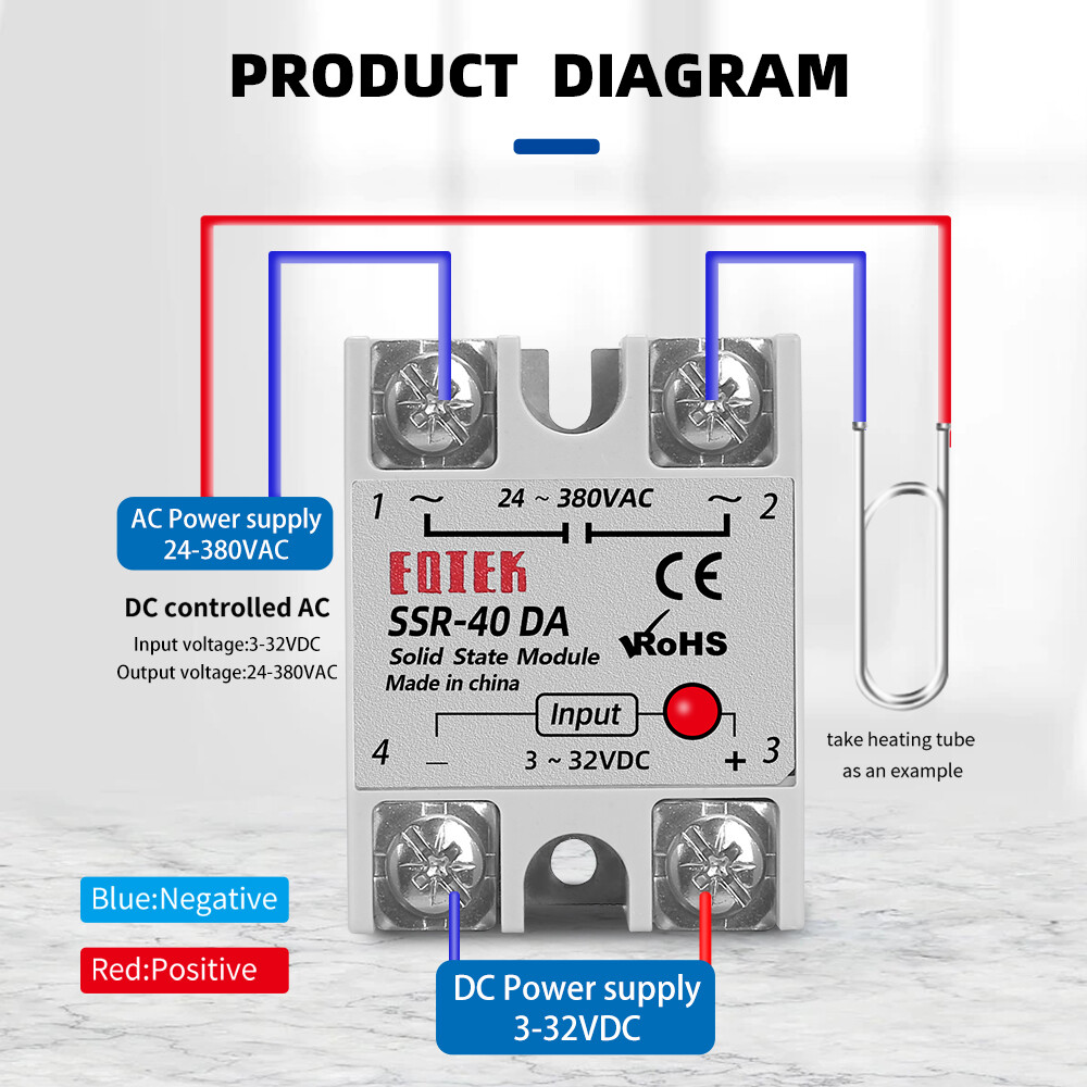 Solid State Relay 10A 25A 40A Single Phase Module 3-32V DC Input  24-380V AC Output SSR-10DA SSR-25DA SSR-40DA SSR Relay