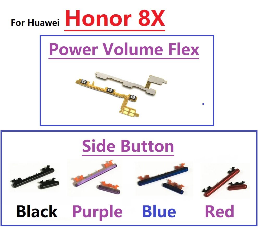 Công tắc mới nguồn điện chính trên OFF và khối lượng lên xuống nút bên phím flex cho Huawei Honor 8X Bộ phận thay thế