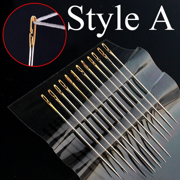 12/24/36Pcs Stainless Steel Self Threading Needles Hand Sewing Needles Home Household Tools