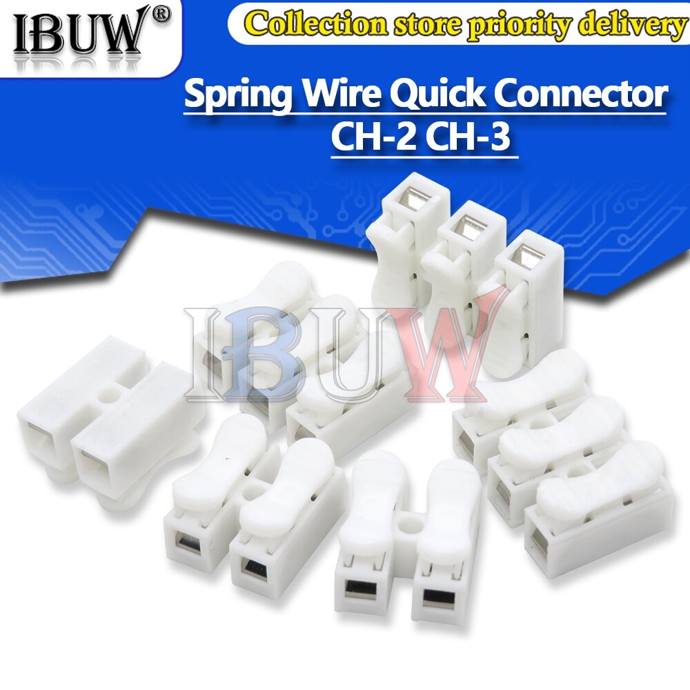 10pcs ch-2 ch-3 spring wire quick connector 2p 3p electrical crimp terminals block splice cable clamp easy fit led strip
